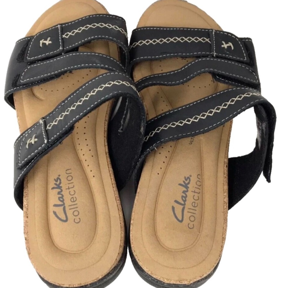 Clarks Roseville 8.5 Black and Tan Sandals